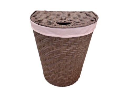 Premium Twill Woven Half-Moon PE Hamper with Lid and Liner